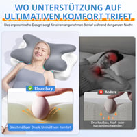 Ehomfory Ergonomický vankúš z pamäťovej peny na spanie na boku, podpora krku, pre spánok na chrbte a bruchu, sivý, 67x37x9/12 cm 6