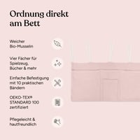 Ehrenkind organizator za krevet bež - Praktična viseća torba za krevet za knjige i plišane igračke, za dječju sobu, 80x38 cm, bež 3