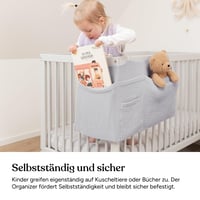 Ehrenkind organizator za krevet bež - Praktična viseća torba za krevet za knjige i plišane igračke, za dječju sobu, 80x38 cm, bež 4