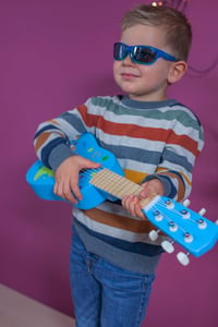 Eichhorn Kék Fa Gitár Gyerekeknek - Hangolható Nejlon Húros Játékhangszer Dinoszaurusz Mintával, 3+ Éves Fiúknak és Lányoknak, Zenei Készség 3