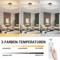 EIDEARAY LED Mennyezeti Lámpa 5 Körös Arany Dimmelhető Távirányítóval 93cm 2