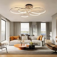 EIDEARAY LED Mennyezeti Lámpa 5 Körös Arany Dimmelhető Távirányítóval 93cm 5
