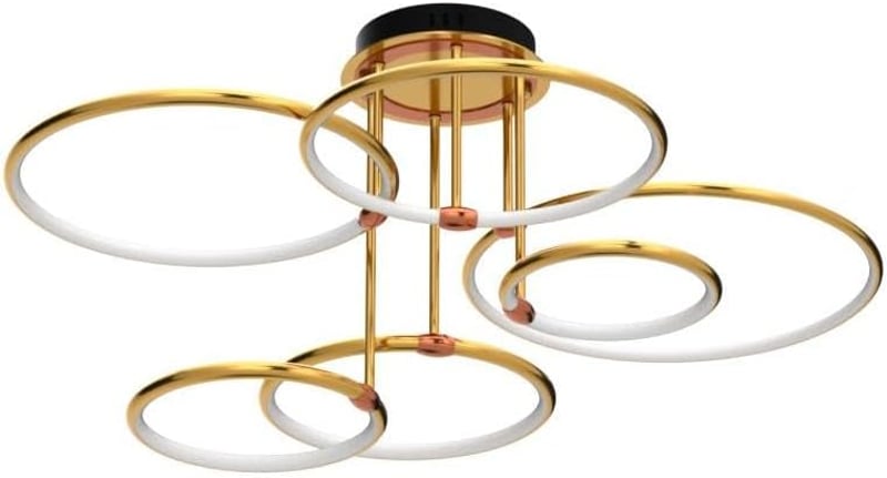 EIDEARAY LED Mennyezeti Lámpa 6 Gyűrűs Modern Arany Dimmelhető Távirányítóval 104cm