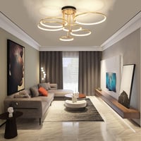 EIDEARAY LED Mennyezeti Lámpa 6 Gyűrűs Modern Arany Dimmelhető Távirányítóval 104cm 7