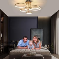 EIDEARAY LED Mennyezeti Lámpa 6 Gyűrűs Modern Arany Dimmelhető Távirányítóval 104cm 9