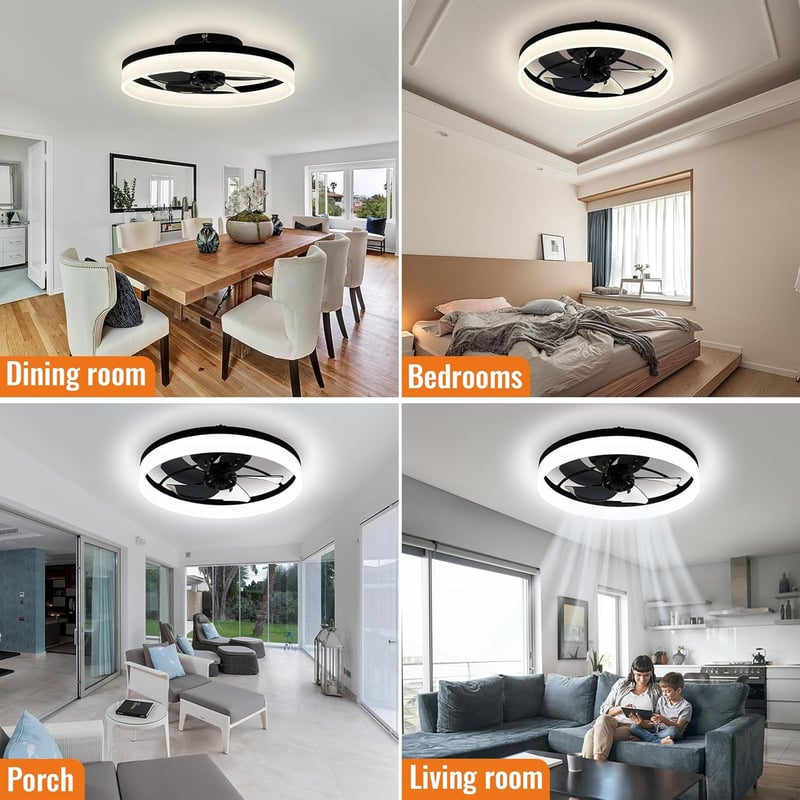EIDISUNY 19 Colos Mennyezeti Ventilátor Lámpával, 72W LED Világítás, Távirányító, 3 Szín, Nappali Hálószoba