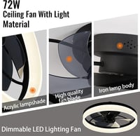 EIDISUNY 19 Colos Mennyezeti Ventilátor Lámpával, 72W LED Világítás, Távirányító, 3 Szín, Nappali Hálószoba 5