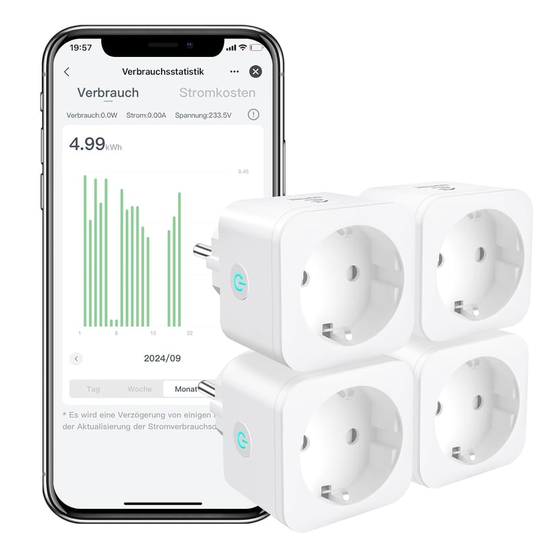 EIGHTREE ET21 Smart WiFi Okoskonnektor 4 db, Alexa és Google Home kompatibilis