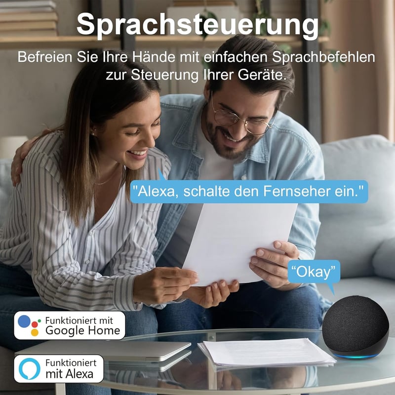 EIGHTREE ET21 Smart WiFi Okoskonnektor 4 db, Alexa és Google Home kompatibilis
