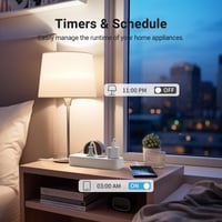 Inteligentná Wi-Fi predlžovačka Eightree s 3 zásuvkami, kompatibilná s Alexa a Google Home, s meraním spotreby, diaľkovým ovládaním, 16A, 1,5 m kábel 6