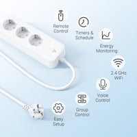 Inteligentná Wi-Fi predlžovačka Eightree s 3 zásuvkami, kompatibilná s Alexa a Google Home, s meraním spotreby, diaľkovým ovládaním, 16A, 1,5 m kábel 2