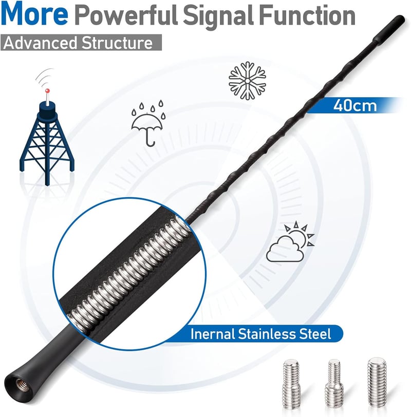 Eightwood 40 cm autóantenna FM/DAB rádióhoz erős vétel funkcióval - 40 cm antenna