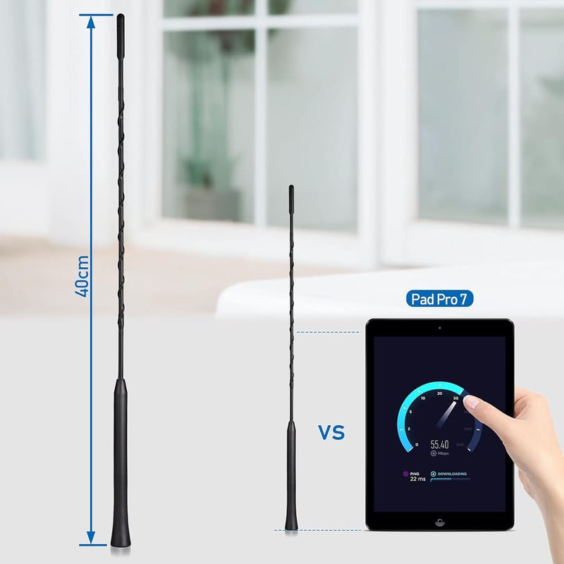 Eightwood 40 cm autóantenna FM/DAB rádióhoz erős vétel funkcióval - 40 cm antenna