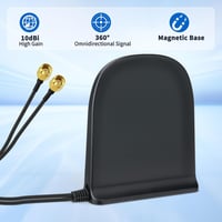 Antenă omnidirecțională Eightwood 5G LTE 4G 10 dBi cu conector SMA, dual-band, MIMO, cu bază magnetică și cablu de 2 m, pentru router hotspot GSM 3