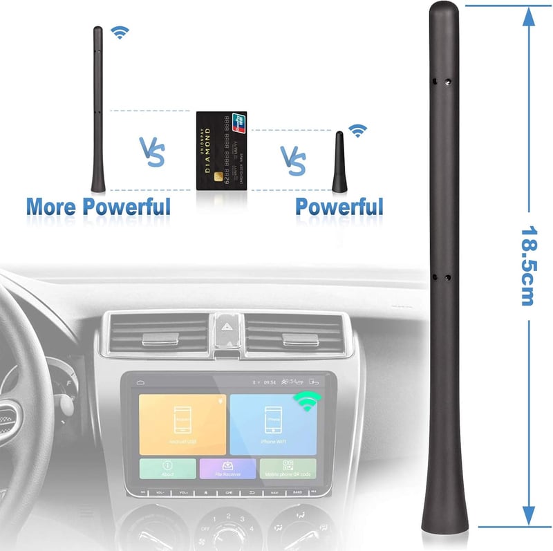Eightwood Autó Tetőantenna 18,5 cm - Rövid FM/AM/DAB Rádióantenna Erős Vételi Funkcióval, Univerzális Kompatibilitás