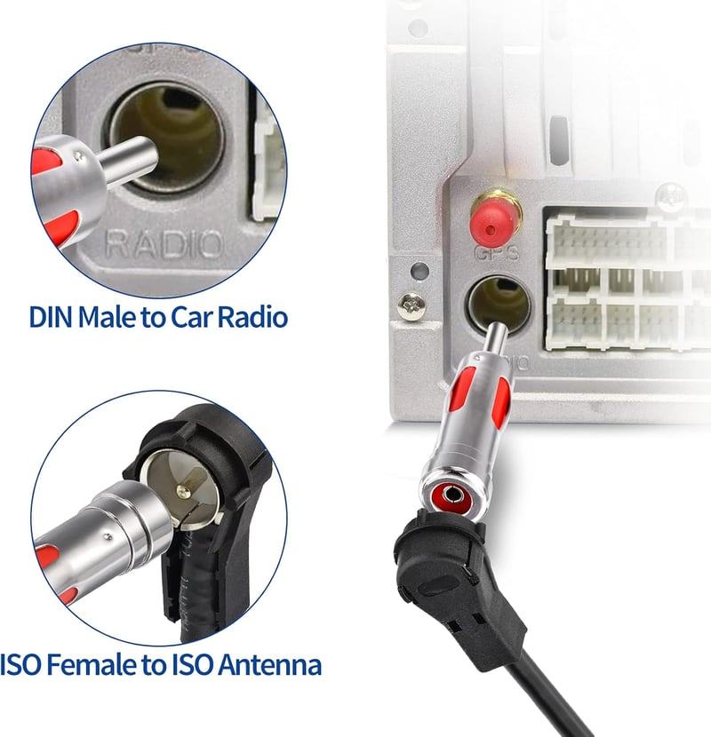 Eightwood DAB Antenna Adapter - ISO DIN Csatlakozó Átalakító Autórádióhoz - 2 db-os Készlet AM/FM/DAB+ Kompatibilis