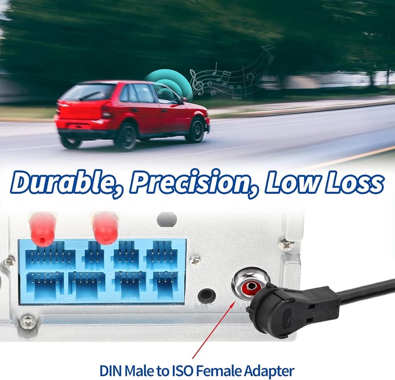 Eightwood DAB Antenna Adapter - ISO DIN Csatlakozó Átalakító Autórádióhoz - 2 db-os Készlet AM/FM/DAB+ Kompatibilis