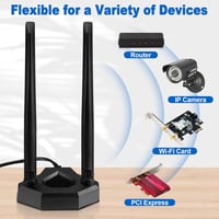 Eightwood Dual Band 2.4G/5.8G WLAN antenna mágneses talppal és 2m RP-SMA kábellel 3