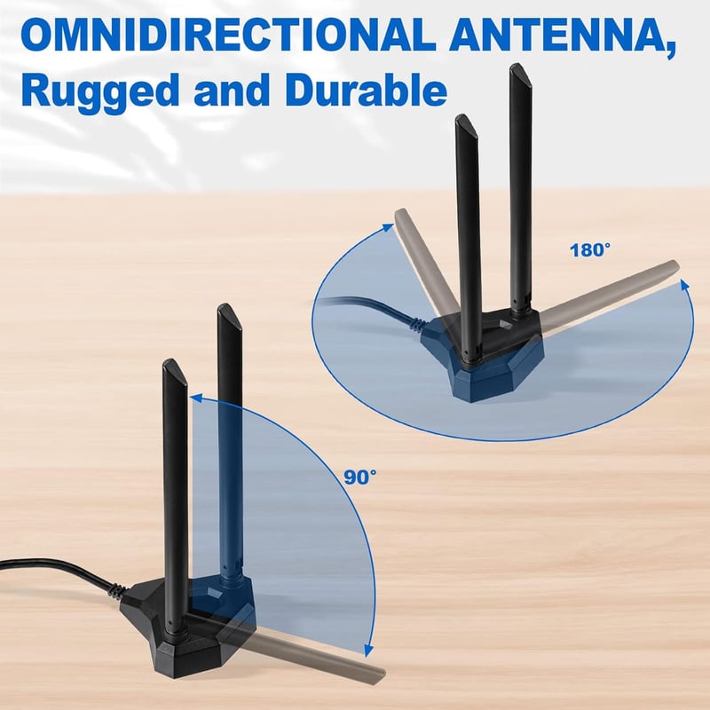 Eightwood Dual Band 2.4G/5.8G WLAN antenna mágneses talppal és 2m RP-SMA kábellel