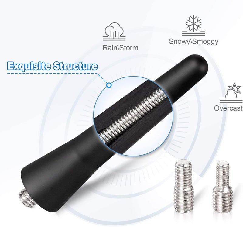 Eightwood Mini Autó Antenna Szett - 6,5 cm-es Rövid Tetőantenna FM/AM/DAB Rádióvételhez - 2 db Erős Vétel Funkcióval