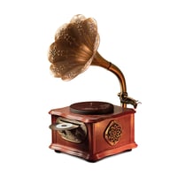 Eikosch Crni Retro Gramofon s Bluetoothom, CD Playerom i FM Radiom - Gramofon s 2 Brzine s Zvučnicima od 20W, Daljinski Upravljač 1