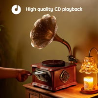 Eikosch Fekete Retro Lemezjátszó Bluetooth-szal, CD Lejátszóval és FM Rádióval - 2 Sebességes Vinyl Lejátszó 20W Hangszórókkal, Távirányítóv 7