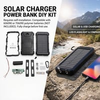 Baterie externă solară EIMSOAH 10000 mAh, Încărcător portabil cu energie solară, Încărcare wireless, Încărcare rapidă, Kit DIY de asamblare, cu busolă 2
