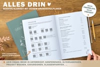 Učiteľský diár Eine der Guten na školský rok 2025/2026, A4, týždeň na dvojstrane, plánovač v tvrdej väzbe, mätovo-biely kvetinový vzor, papier s certifikátom FSC 5