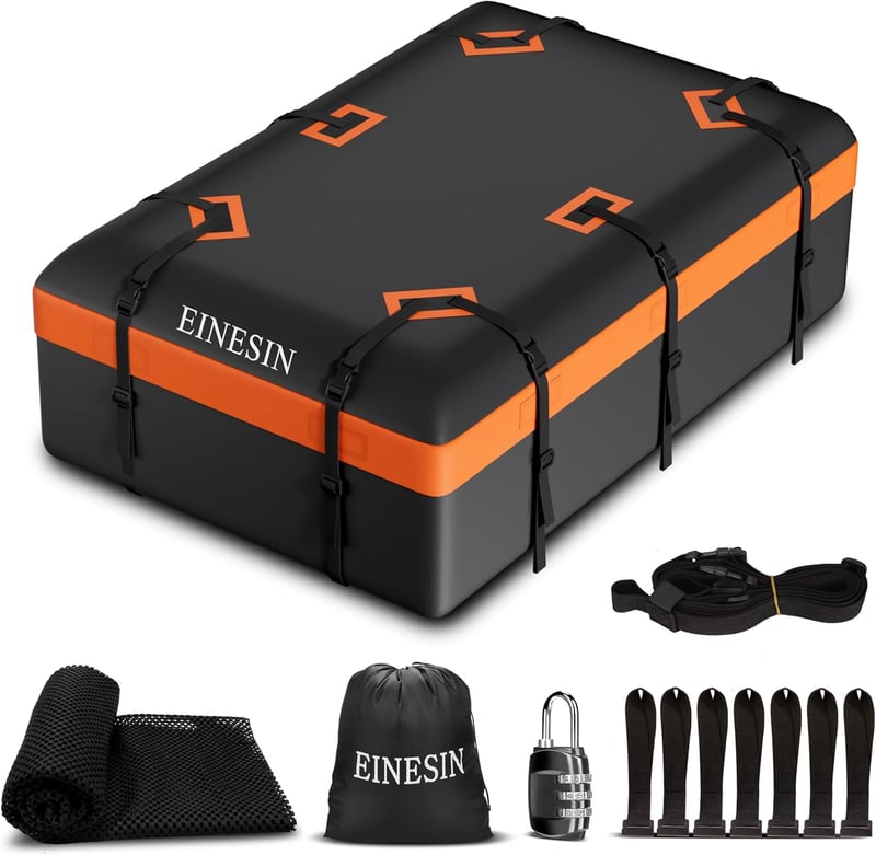 Einesin Összecsukható Tetőbox 600l 132x100x43cm, Tetőcsomagtartó Autóhoz, SUV-hez, Furgonhoz