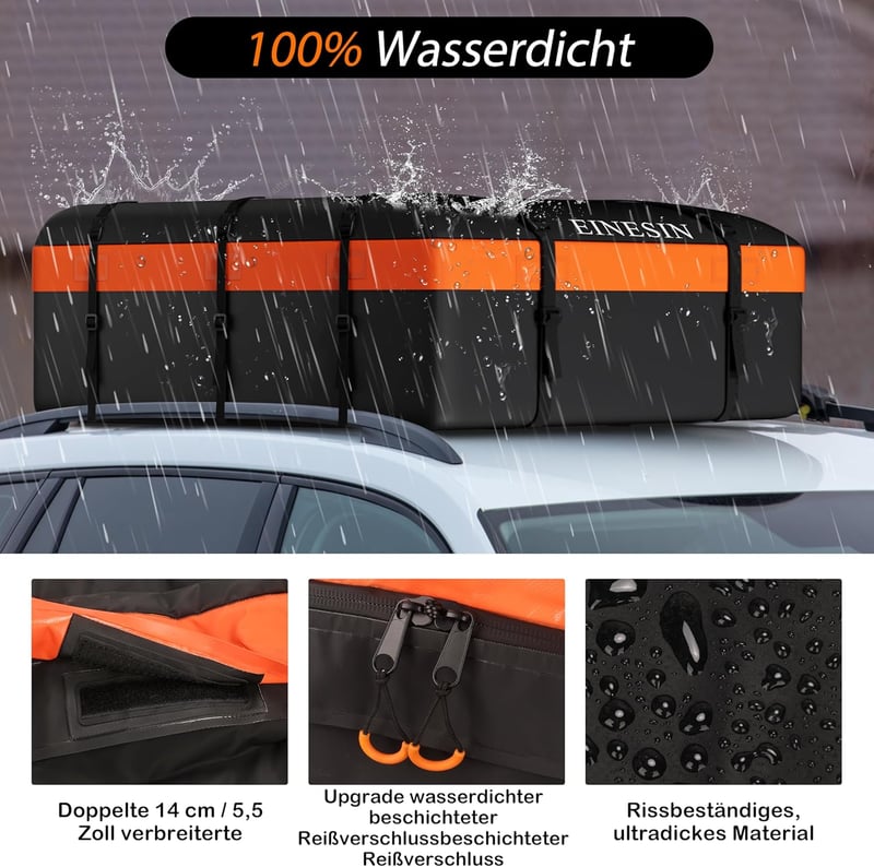 Einesin Összecsukható Tetőbox 600l 132x100x43cm, Tetőcsomagtartó Autóhoz, SUV-hez, Furgonhoz