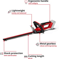 Einhell 18V PXC Akumulátorové nožnice na živý plot so 40 cm lištou, bez akumulátora 4