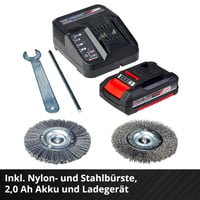 Einhell GC-CC 18 Li Kit Power X-Change akumulatorski čistač fuga s baterijom od 18V 2,0 Ah i punjačem, s izmjenjivim najlonskim i čeličnim žičanim četkama. 5