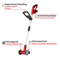 Einhell GC-CC 18 Li Kit Power X-Change akumulatorski čistač fuga s baterijom od 18V 2,0 Ah i punjačem, s izmjenjivim najlonskim i čeličnim žičanim četkama. 3