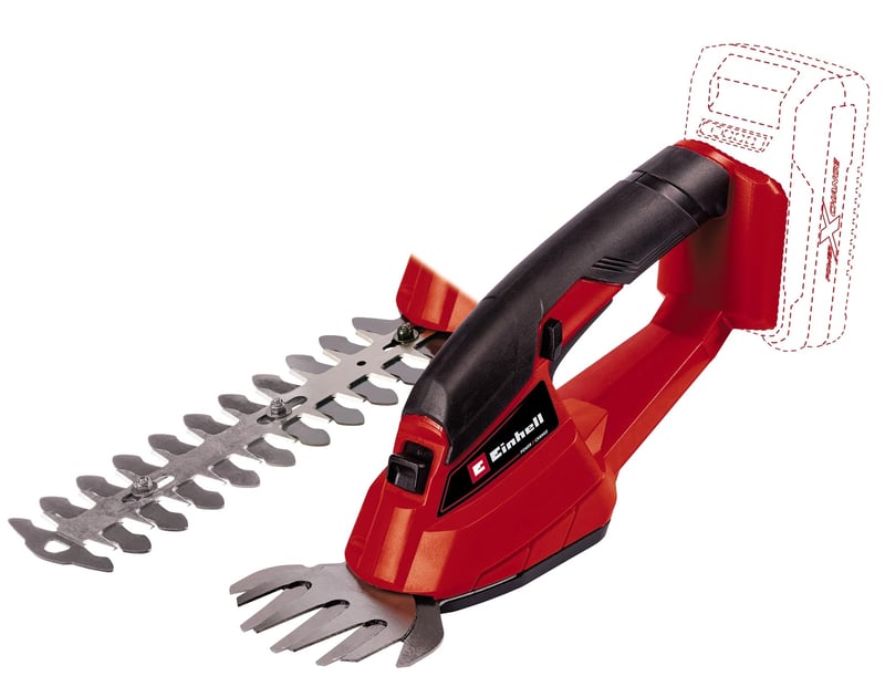 Foarfecă pentru iarbă și gard viu cu acumulator Einhell GC-CG 18 Li-Solo 18V - lățime tăiere iarbă 100 mm, lungime tăiere gard viu 200 mm, fără acumulator și încărcător