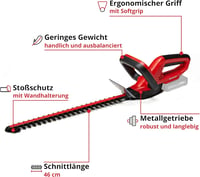 Akumulátorové nožnice na živý plot Einhell GC-CH 1846 Li-Solo Power X-Change, 18 V, dĺžka strihu 46 cm, rozstup zubov 15 mm, bez akumulátora 4