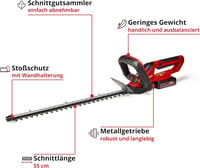 Akumulátorové nožnice na živý plot Einhell GC-CH 1855/1 Li Kit 3