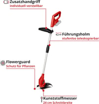 Einhell GC-CT 18/24 Li akumulatorska kosilica za travu – širina reza 24 cm, 18 V PXC, teleskopska drška, 20 plastičnih noževa, štitnik za cvijeće (Flowerguard), bez baterije 3