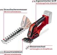 Foarfecă de tuns iarbă și arbuști cu acumulator Einhell GE-CG 18/100 Li-Solo (fără acumulator) - Foarfecă de grădină fără fir 18V 3