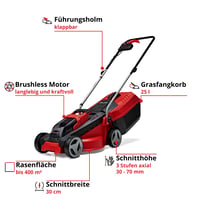 Einhell GE-CM 18/30 Li-Solo Power X-Change akumulatorska kosilica – 18V, širina košnje 30 cm, 150 m², košara 25 L, visina košnje 30-70 mm, bez baterije 3