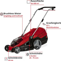 Mașină de tuns iarba cu acumulator Einhell GE-CM 36/43 Li M-Solo Power X-Change – 43 cm, motor fără perii, coș colector 63 L, înălțime de tăiere 25-75 mm, 600 m², fără acumulator 3