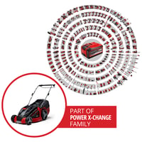 Einhell GE-CM 43 Li M Kit akumulatorska kosilica 43 cm širina rezanja 600 m² Brushless Power X-Change 36V 2x4Ah 63L košara za travu malčiranje 25-75 mm 2