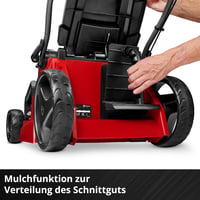 Einhell GE-CM 43 Li M Kit akumulatorska kosilica 43 cm širina rezanja 600 m² Brushless Power X-Change 36V 2x4Ah 63L košara za travu malčiranje 25-75 mm 6