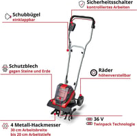 Einhell GE-CR 30 Li akkus talajlazító kapálógép – 30 cm munkaszélesség, 20 cm mélység, akku és töltő nélkül (Solo) 3