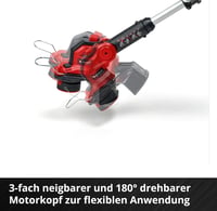 Einhell GE-CT 18/28 Li-Solo akumulatorski trimer za travu, 18 V, širina rezanja 28 cm, zakretna i nagibna glava motora, bez baterije, crvena/crna 7
