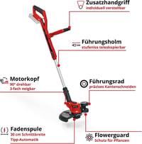 Einhell GE-CT 18/30 Li-Solo akumulatorski trimer za travu | PXC 18V | širina reza 30 cm | glava motora okretna za 90° | bez baterije 3