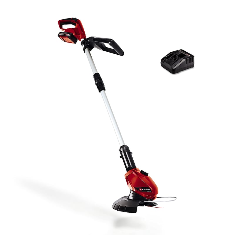 Mașină de tuns iarba cu acumulator Einhell GE-CT 18 Li Set - 18V, lățime de tăiere 24 cm, mâner telescopic, acumulator 2,0 Ah și încărcător