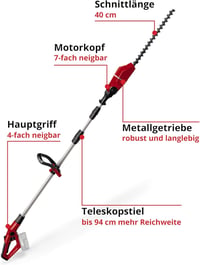 Einhell GE-HH 18/45 Li T Akumulatorske teleskopske škare za živicu | 18 V | Duljina noža 45 cm | Dijamantno brušeni čelični nož | Bez baterije | PXC 3
