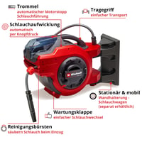 Einhell GE-HR 18/30 Li-Solo Power X-Change akumulatorski kolut za crijevo 18V, s vrtnim crijevom od 30 m, automatsko namotavanje, zakretanje za 180°, s zidnim nosačem 3