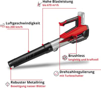 Einhell GP-LB 18/200 Li E-Solo Power X-Change akumulatorski puhač lišća - 18V, motor bez četkica, regulacija brzine, aksijalna tehnologija puhanja, bez baterije 3