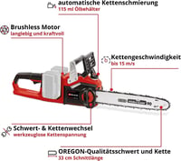 Einhell GP-LC 36/35 Li-Solo Power X-Change akumulatorska lančana pila 36V, duljina reza 33 cm, 15 m/s, motor bez četkica, bez baterije i punjača 3